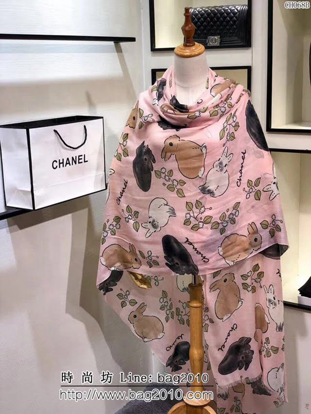 CHANEL香奈兒 2018最新限量款 網紅爆款C家限量兔兔羊絨圍巾 CH068 LLWJ6957